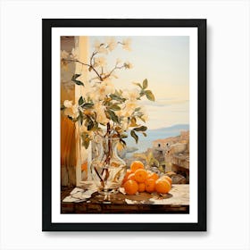 Oranges and Magnolia Flowers  Art Print