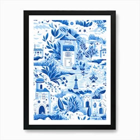 Mykonos Greece, Inspired Travel Pattern 3 Art Print