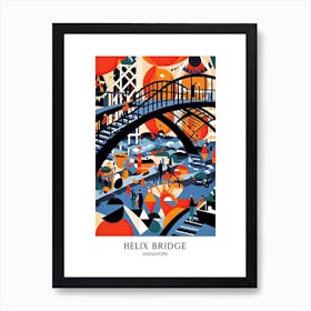 Helix Bridge Singapore Colourful 3 Travel Poster Art Print