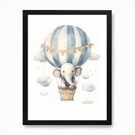 Baby Elephant 2 In A Hot Air Balloon Art Print
