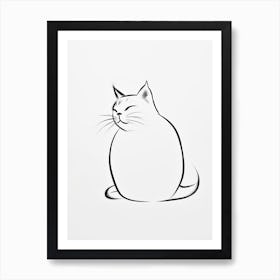 Black And White Ink Cat Line Drawing 5 Art Print