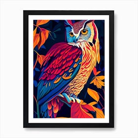 Eastern Screech Owl Pop Matisse 2 Bird Art Print