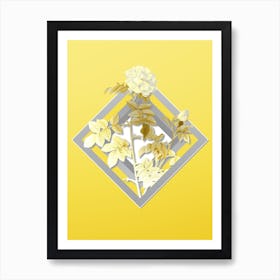 Botanical Pink Rosebush in Gray and Yellow Gradient n.160 Art Print