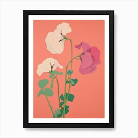 Sweet Peas Flower Big Bold Illustration 2 Art Print