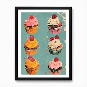 Kitsch Retro Cupcake Collage 3 Art Print