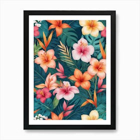 Seamless Tropical Floral Pattern 1 Art Print