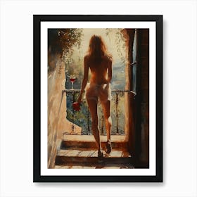 Woman With A Glass Of Wine 6 Art Print