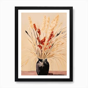 Bouquet Of Ornamental Grasses Flowers, Autumn Fall Florals Painting 0 Art Print