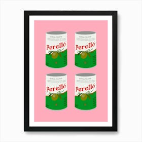 Perello Olives Pattern Pink Kitchen Art Print