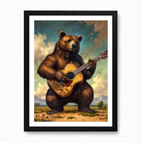 Bear Playing Guitar Art Print