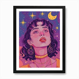 Girl in the galaxy Art Print