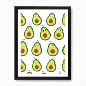 Avocados Cute Expressions Art Print