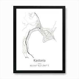 Kastoria,Greece Minimalist Map Art Print