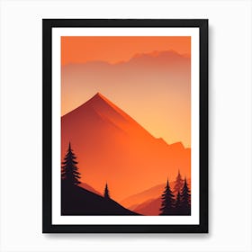 Misty Mountains Vertical Composition In Orange Tone 130 Art Print