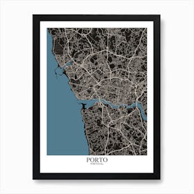 Porto Black Blue Art Print