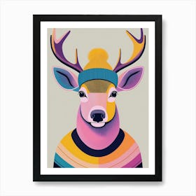 Cosy Reindeer Illustration Art Print