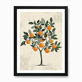 Orange Tree Minimal Japandi Illustration 1 Art Print