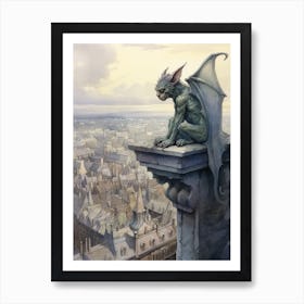 Gargoyle Watercolour In Milan Art Print