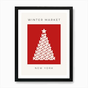 Winter Market | 08 - Christmas Tree Red Art Print