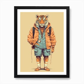 Tiger Illustrations Wearing A Romper 4 Art Print