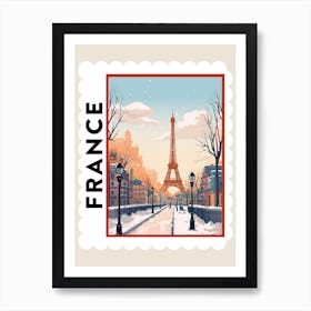 Retro Winter Stamp Poster Paris France 3 Art Print