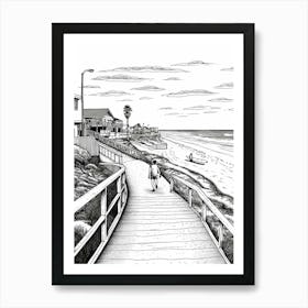 View Of San Clemente California, Usa Line Art Black And White 3 Art Print