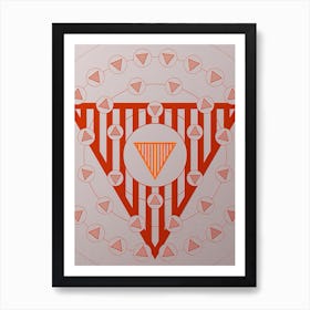 Geometric Abstract Glyph Circle Array in Tomato Red n.0243 Art Print