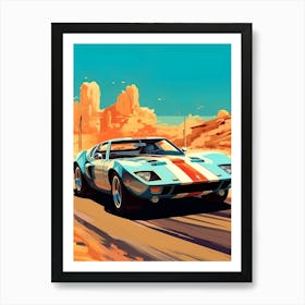 Ford Gt Retro Racing Car Art Print