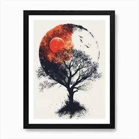 Yin And Yang Tree Art Print