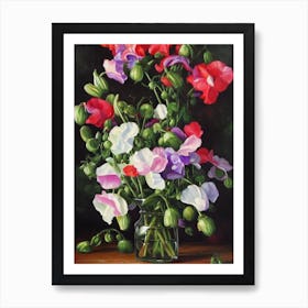 Sweet Vase  Pea Still Life Oil Painting Flower Art Print