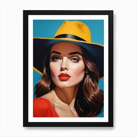 Woman Portrait With Hat Pop Art (2) Art Print