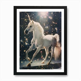 Glitter Unicorn In Space Abstract Collage 2 Art Print