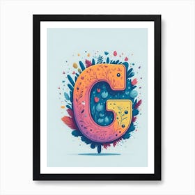 Colorful Letter G Illustration 42 Art Print