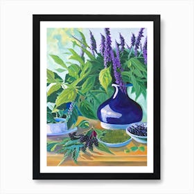 Anise Hyssop Spices And Herbs Oil Painting 2 Art Print