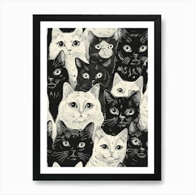 Perfectly Repeatable Artwork With Cute Cat Faces 26 Art Print