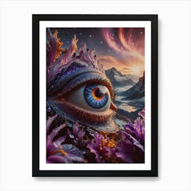 Cosmic Bloom: The Watchful Eye Art Print