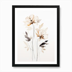 Linear Abstract Floral Composition Print Art Print