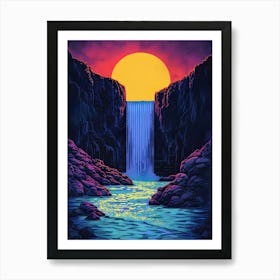 Sunset Over A Waterfall Art Print