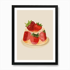 Jellied Strawberry Dessert Minimal Illustration Art Print