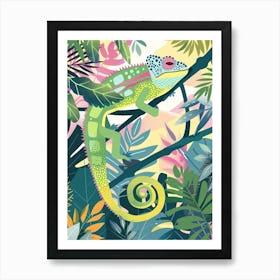 Chameleon In The Jungle Modern Abstract Illustration 6 Art Print