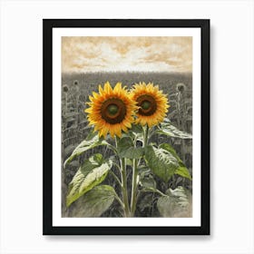 Two Sunflowers Art Print