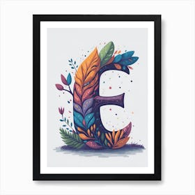 Colorful Letter E Illustration 74 Art Print