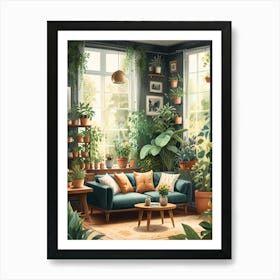 Living Room With Plants Art Print