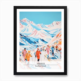 Verbier   Switzerland, Ski Resort Poster Illustration 2 Art Print