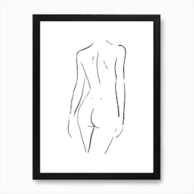 Female Body Sketch 1 Black And White Art Print