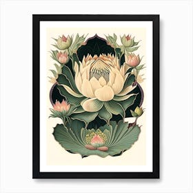 Lotus Floral 2 Botanical Vintage Poster Flower Art Print