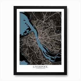 Liverpool Black Blue Art Print