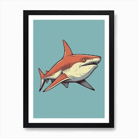 A Blacktip Shark In A Vintage Cartoon Style 1 Art Print