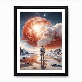 Astronaut In Space Print  Art Print