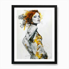 Abstract Painting of a Futuristic Woman Art Print